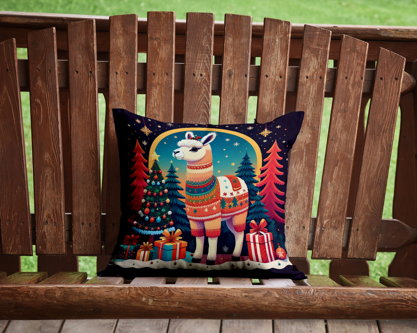 Llama Christmas Throw Pillow