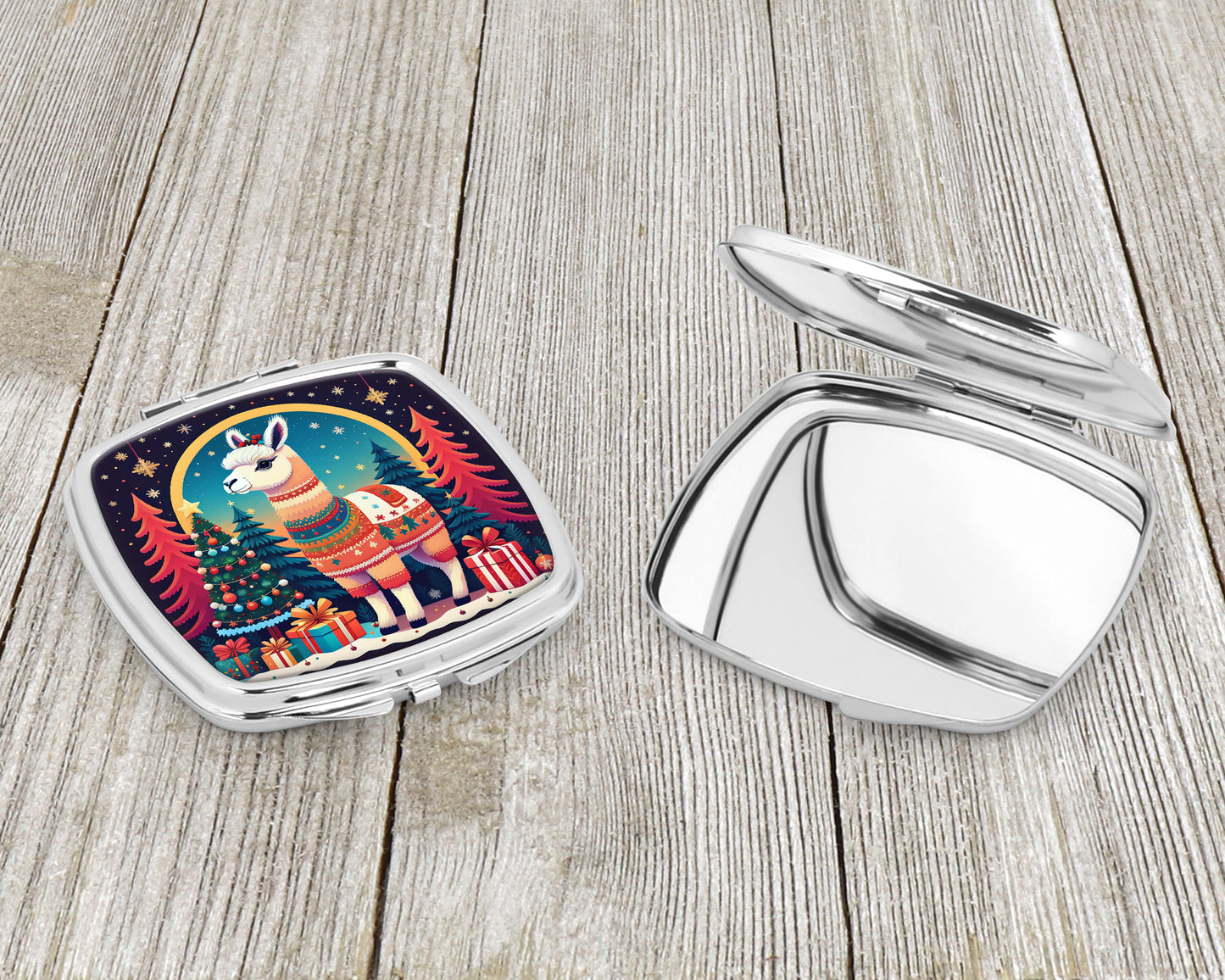 Llama Christmas Compact Mirror