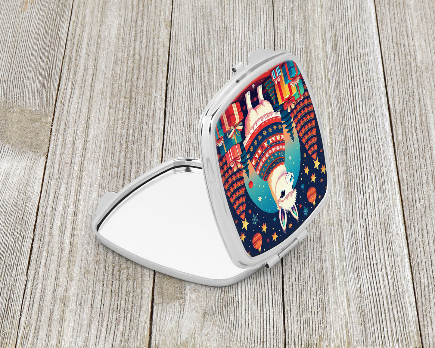 Llama Christmas Compact Mirror