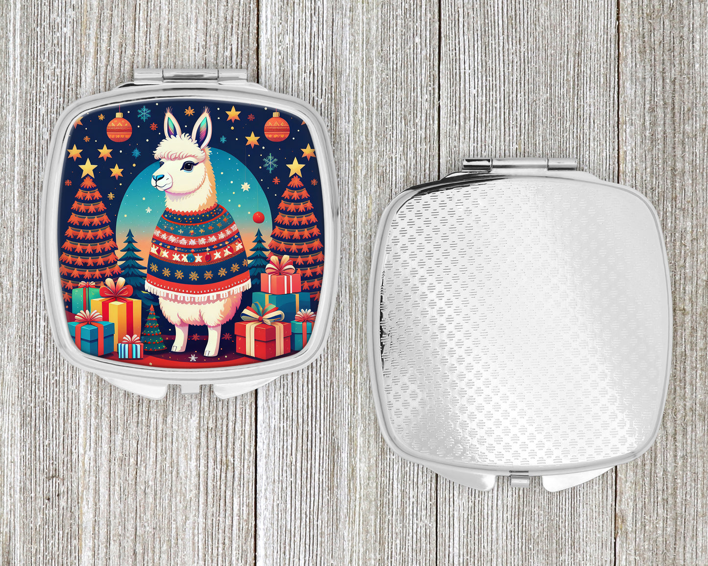 Llama Christmas Compact Mirror