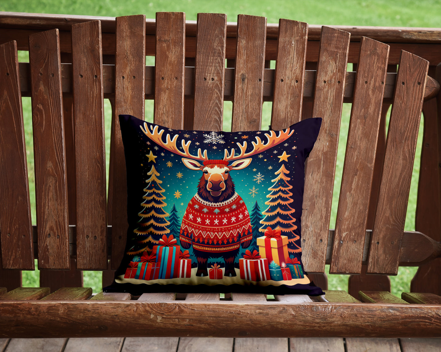 Moose Christmas Throw Pillow