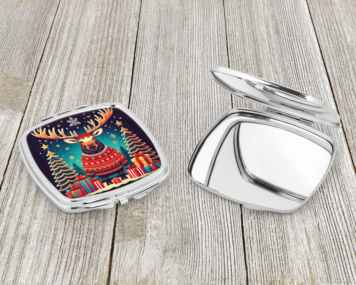 Moose Christmas Compact Mirror