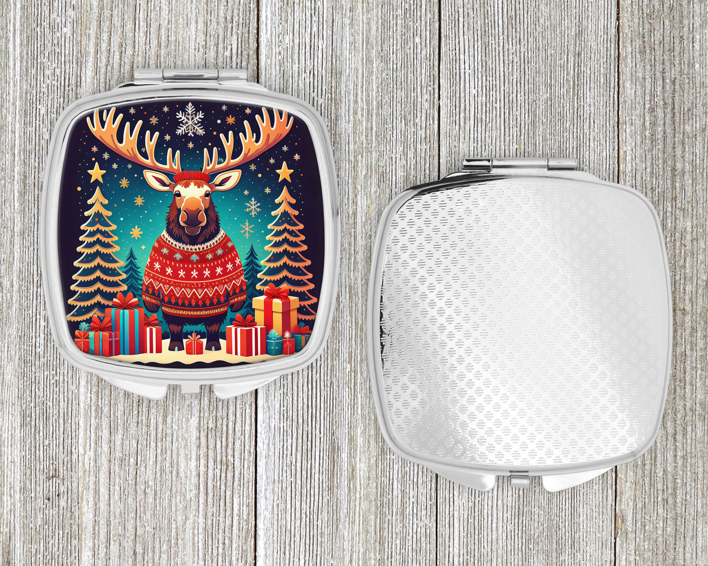 Moose Christmas Compact Mirror