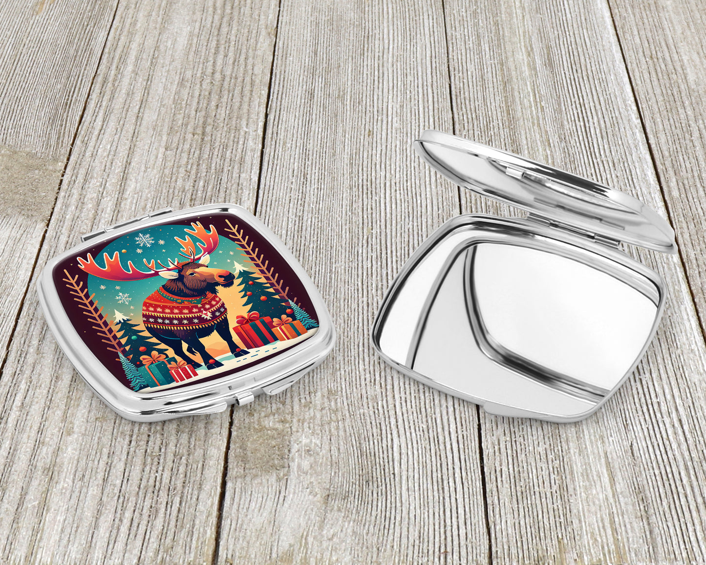 Moose Christmas Compact Mirror