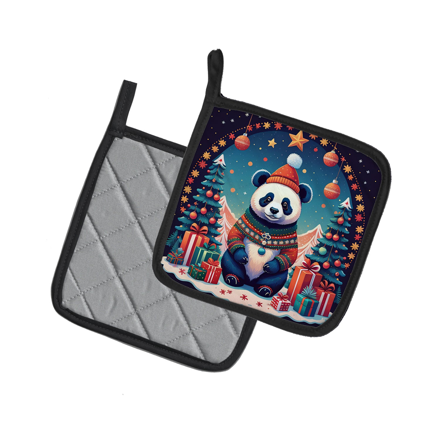 Panda Christmas Pair of Pot Holders