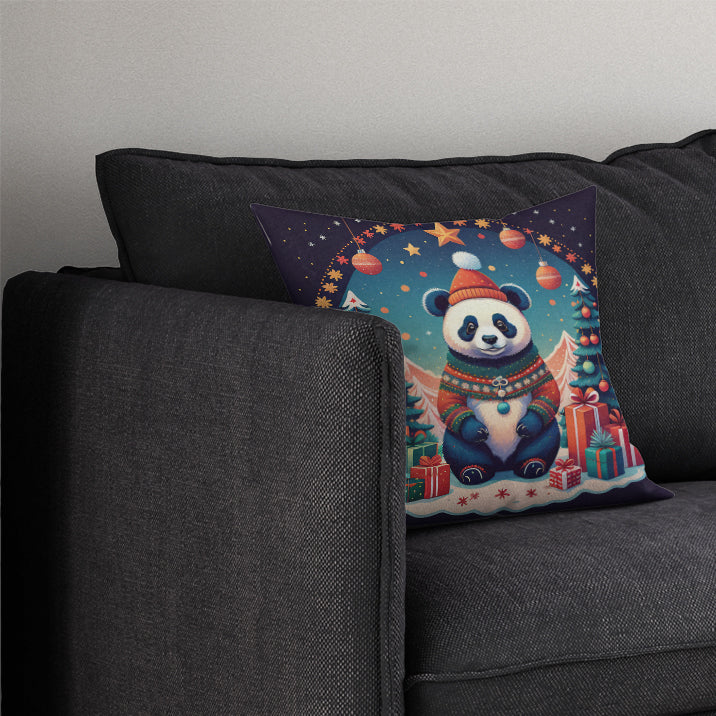 Panda Christmas Throw Pillow