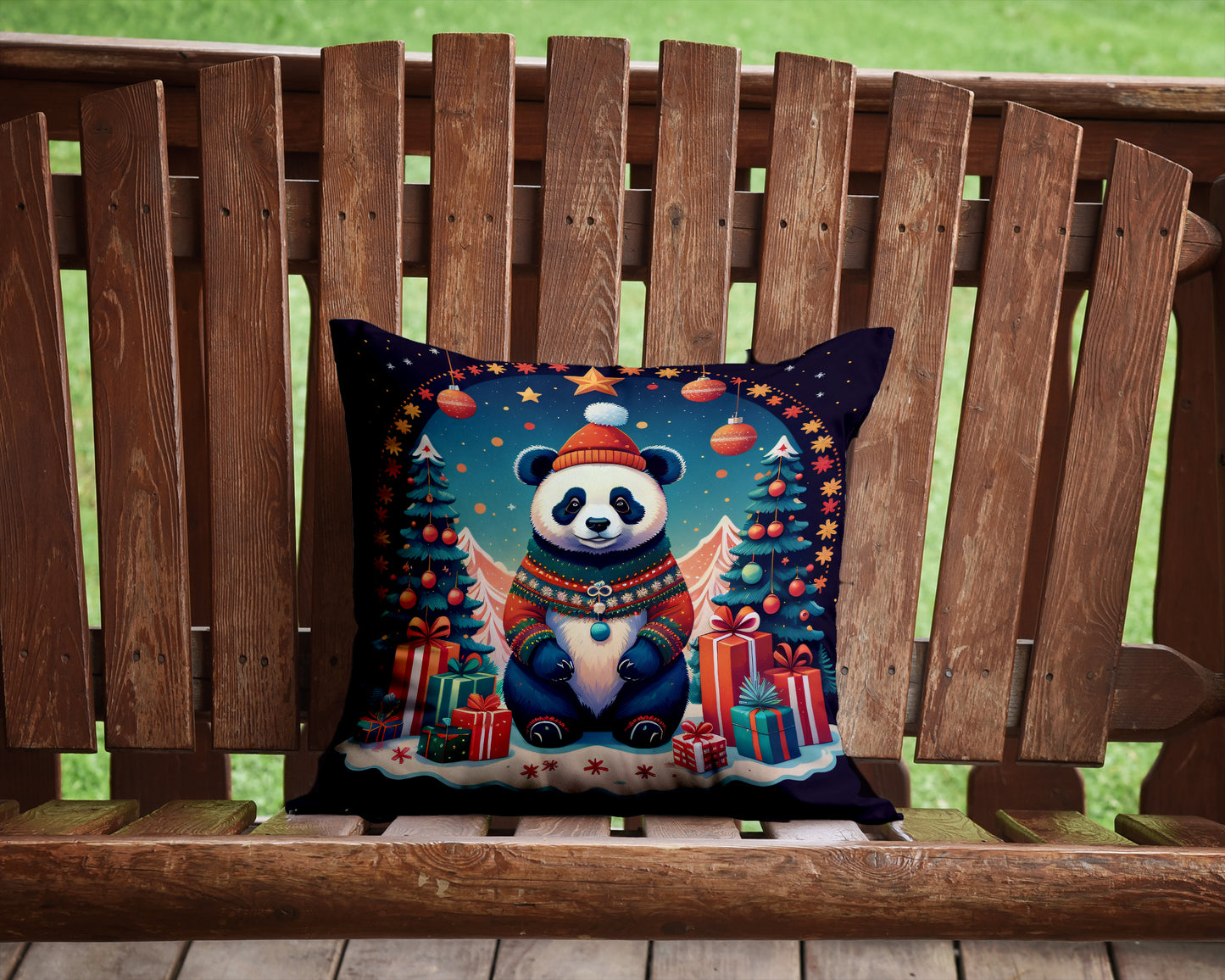 Panda Christmas Throw Pillow