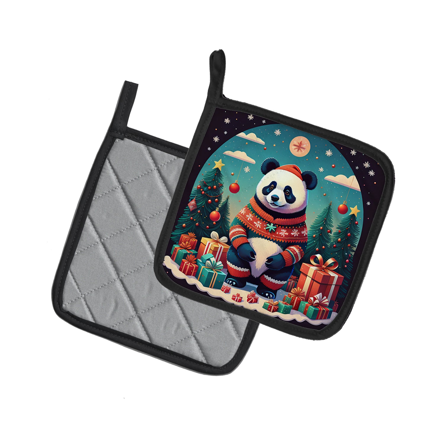 Panda Christmas Pair of Pot Holders