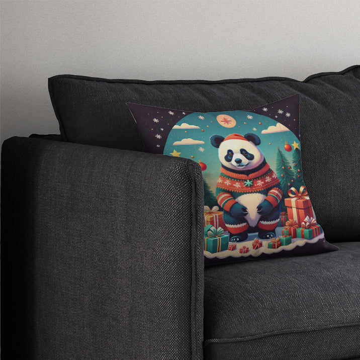 Panda Christmas Throw Pillow