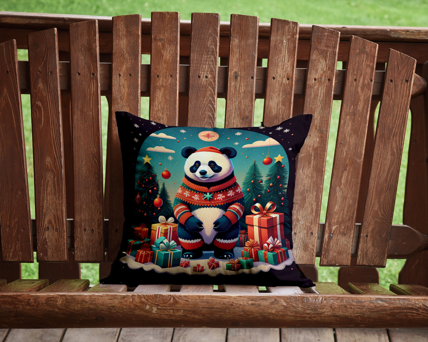 Panda Christmas Throw Pillow