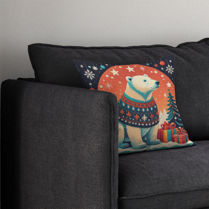 Polar Bear Christmas Throw Pillow