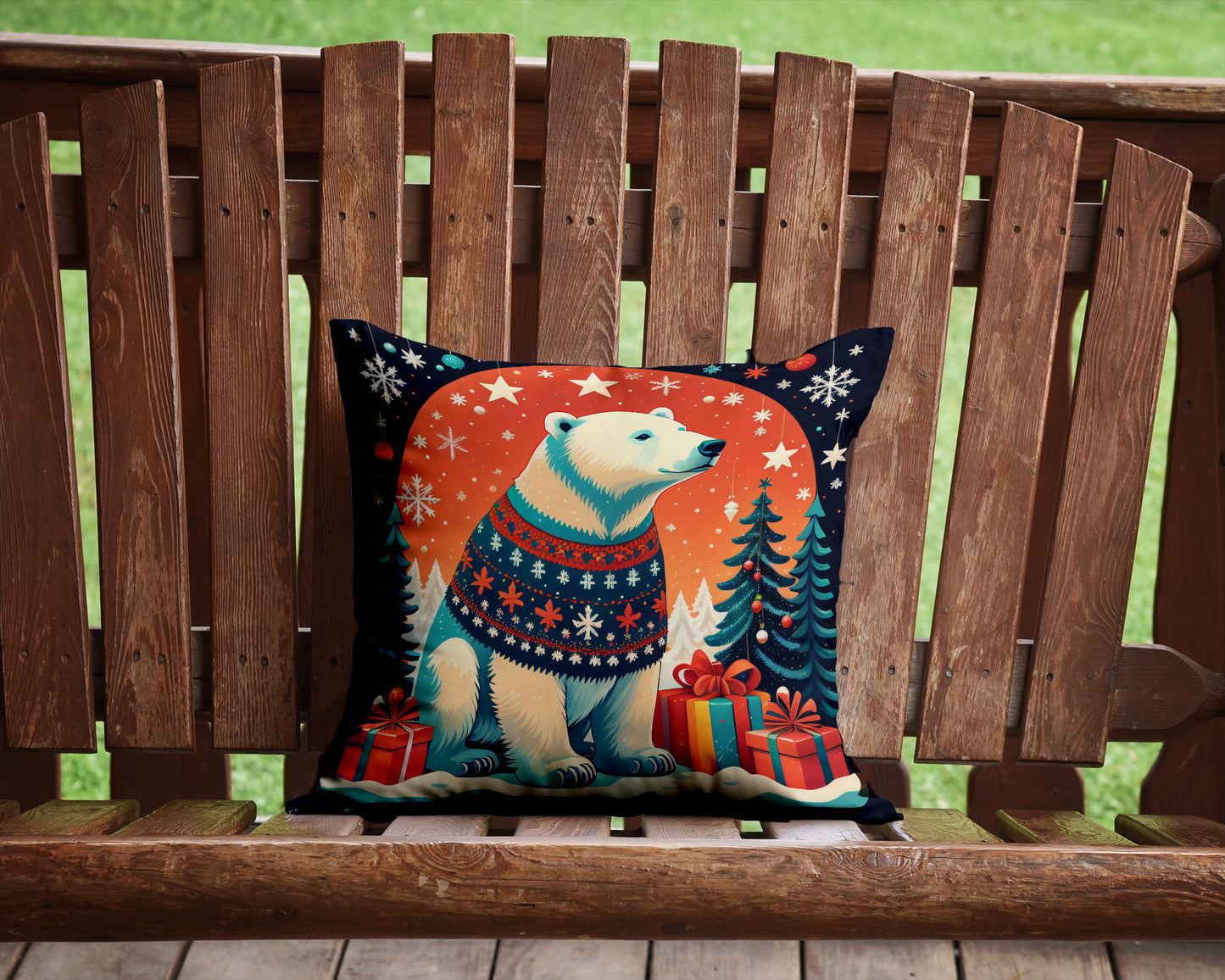 Polar Bear Christmas Throw Pillow