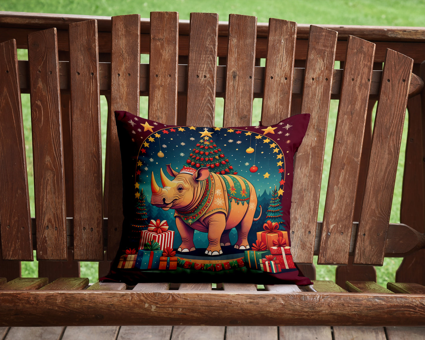 Rhinoceros Christmas Throw Pillow