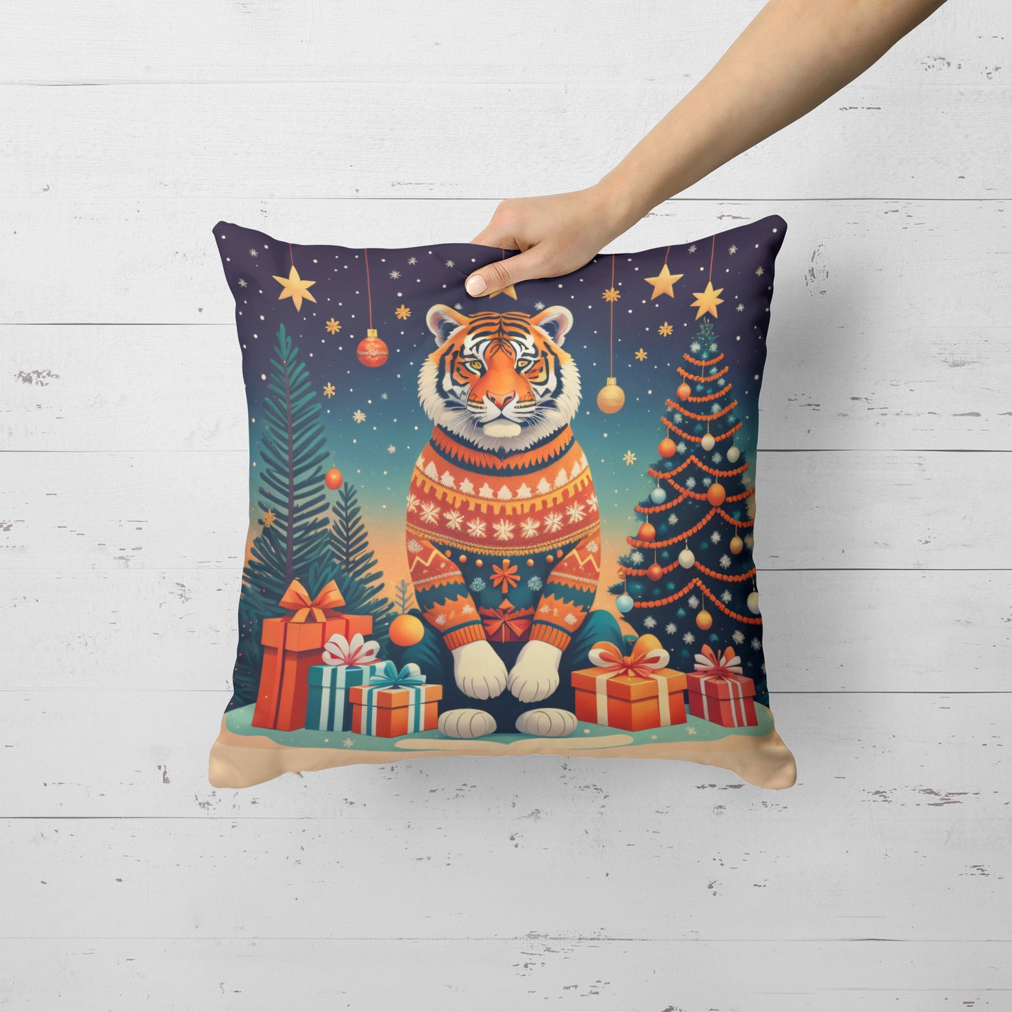 Tiger Christmas Throw Pillow