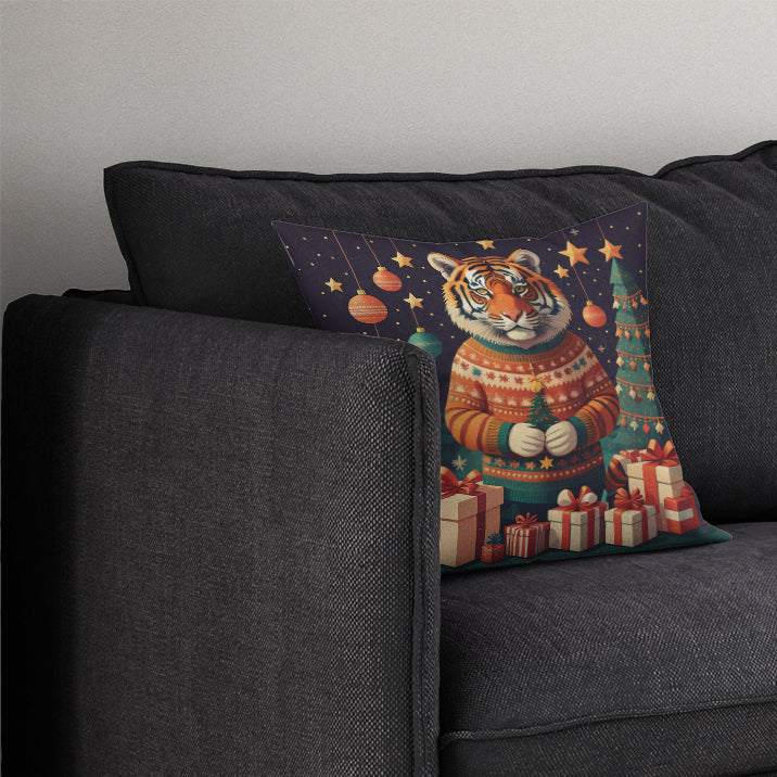 Tiger Christmas Throw Pillow