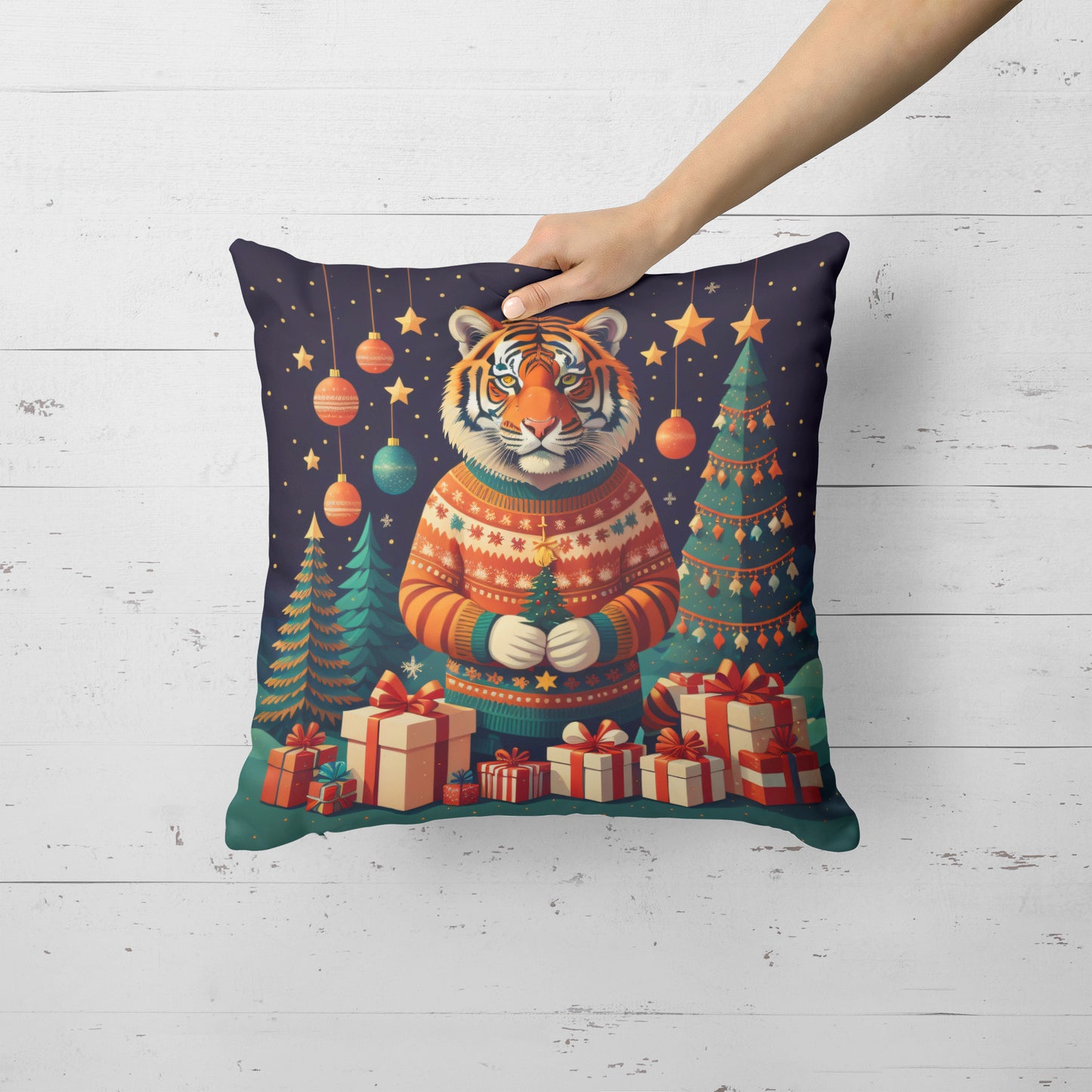 Tiger Christmas Throw Pillow