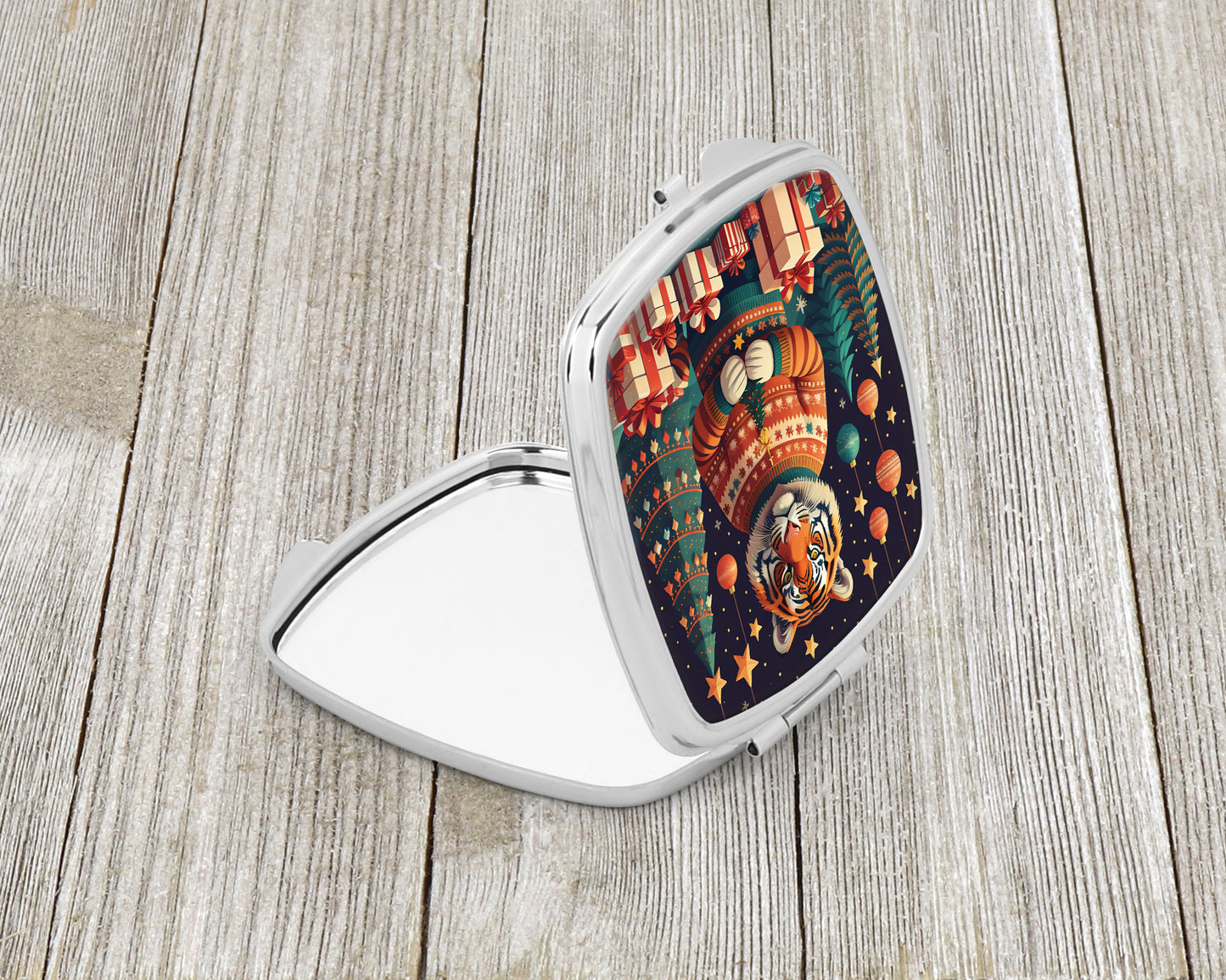 Tiger Christmas Compact Mirror