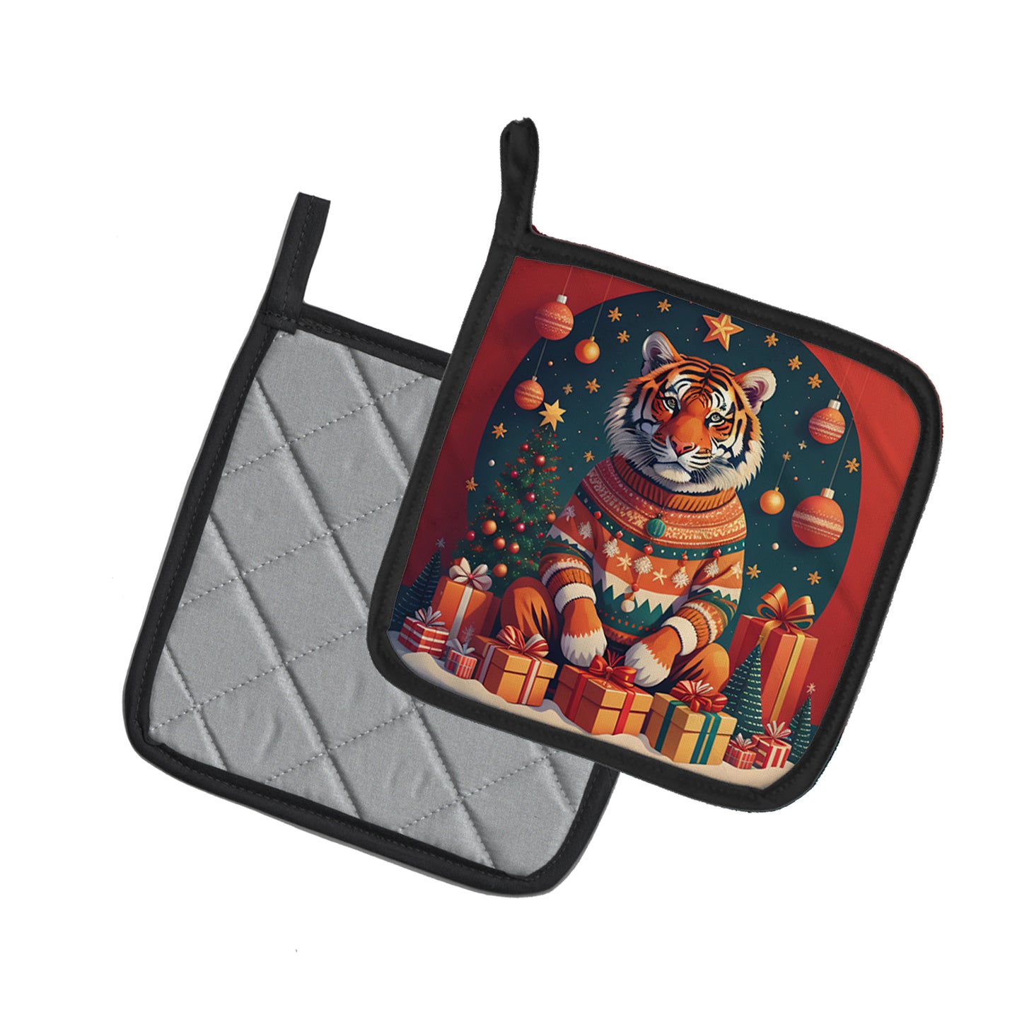 Tiger Christmas Pair of Pot Holders