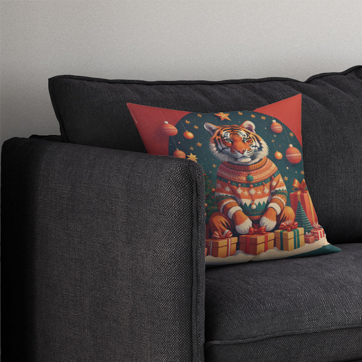 Tiger Christmas Throw Pillow