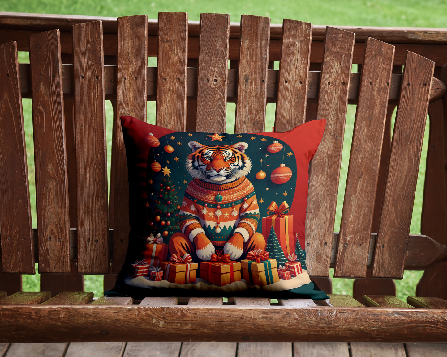 Tiger Christmas Throw Pillow