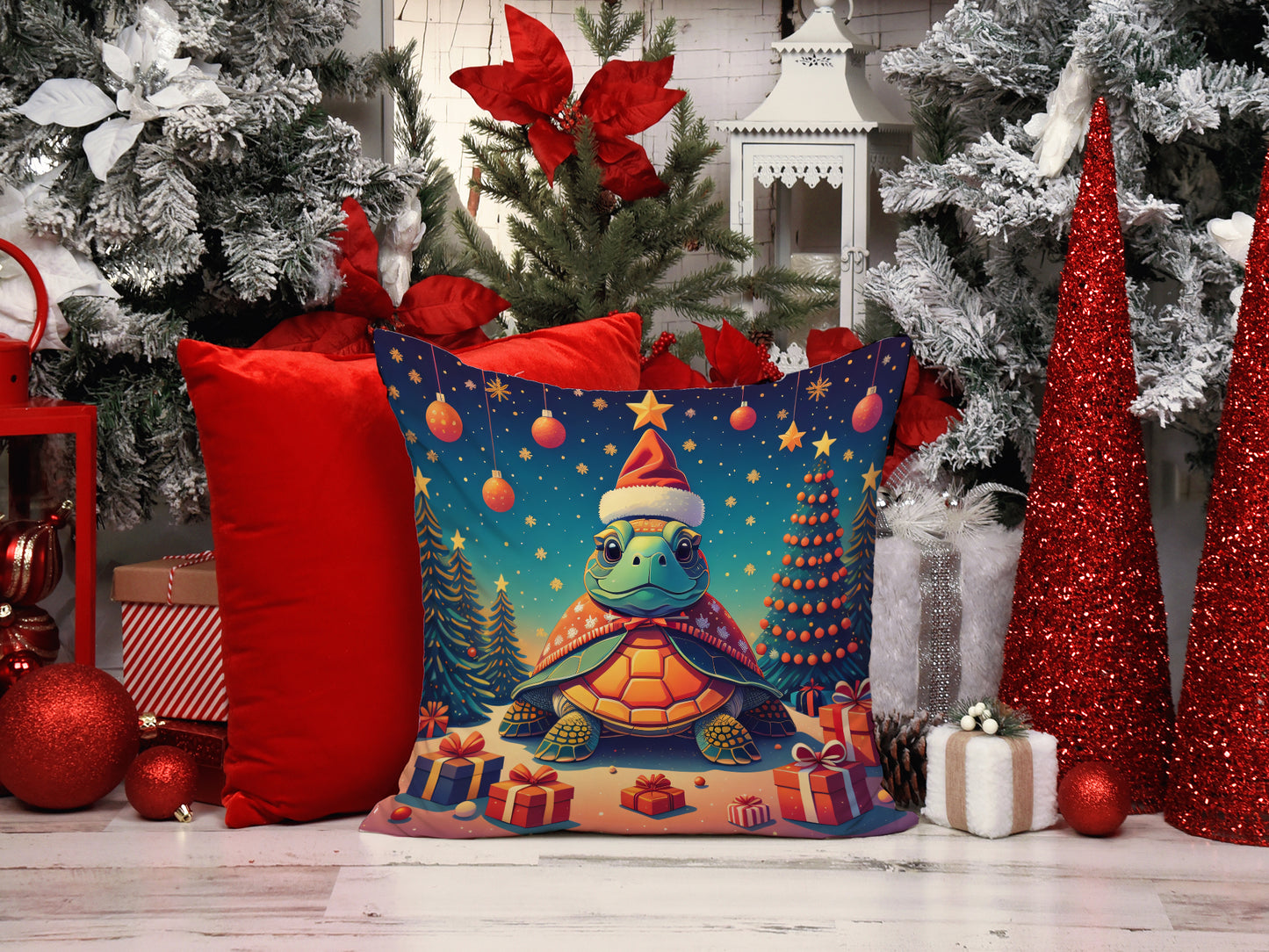 Turtle Christmas Throw Pillow