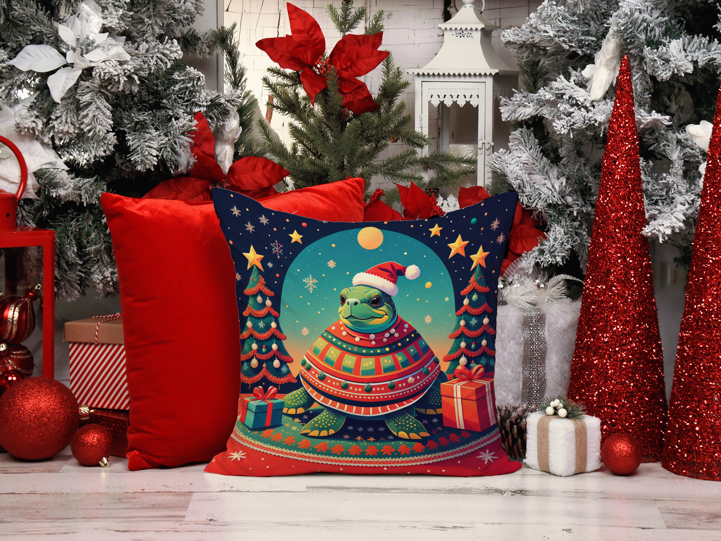 Turtle Christmas Throw Pillow