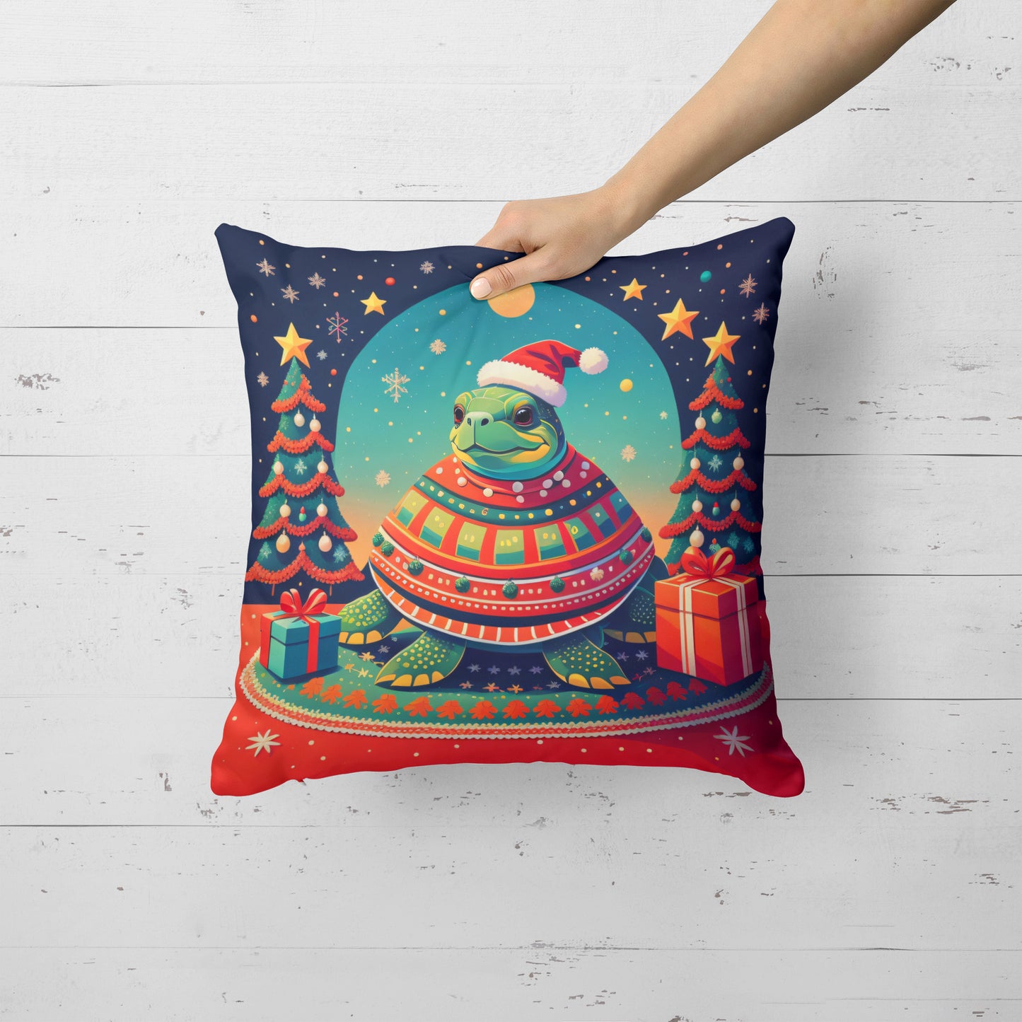 Turtle Christmas Throw Pillow