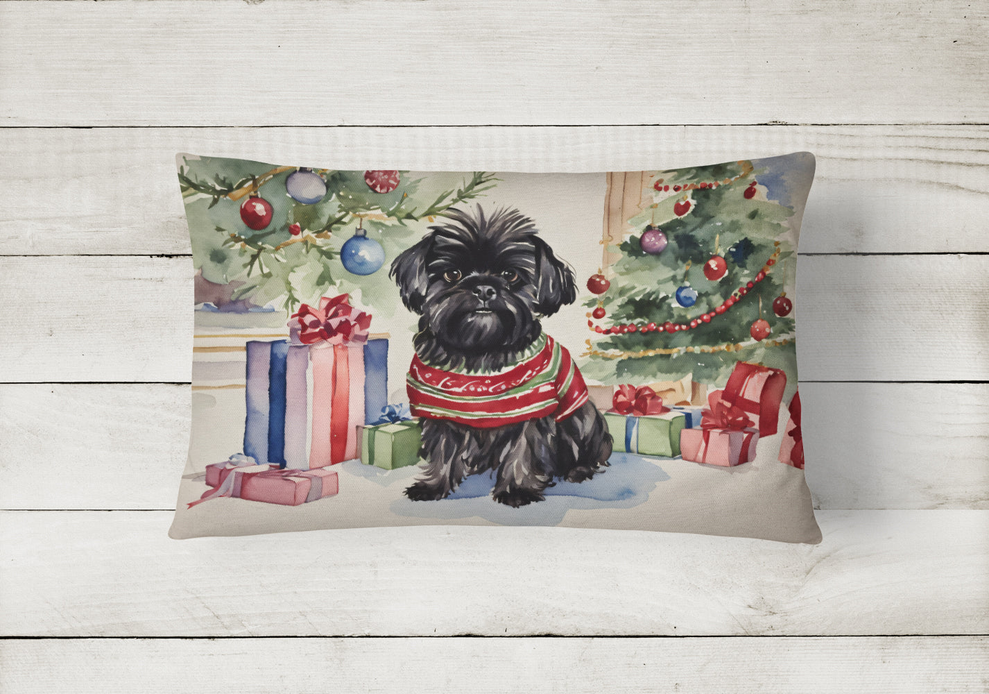 Affenpinscher Christmas Throw Pillow