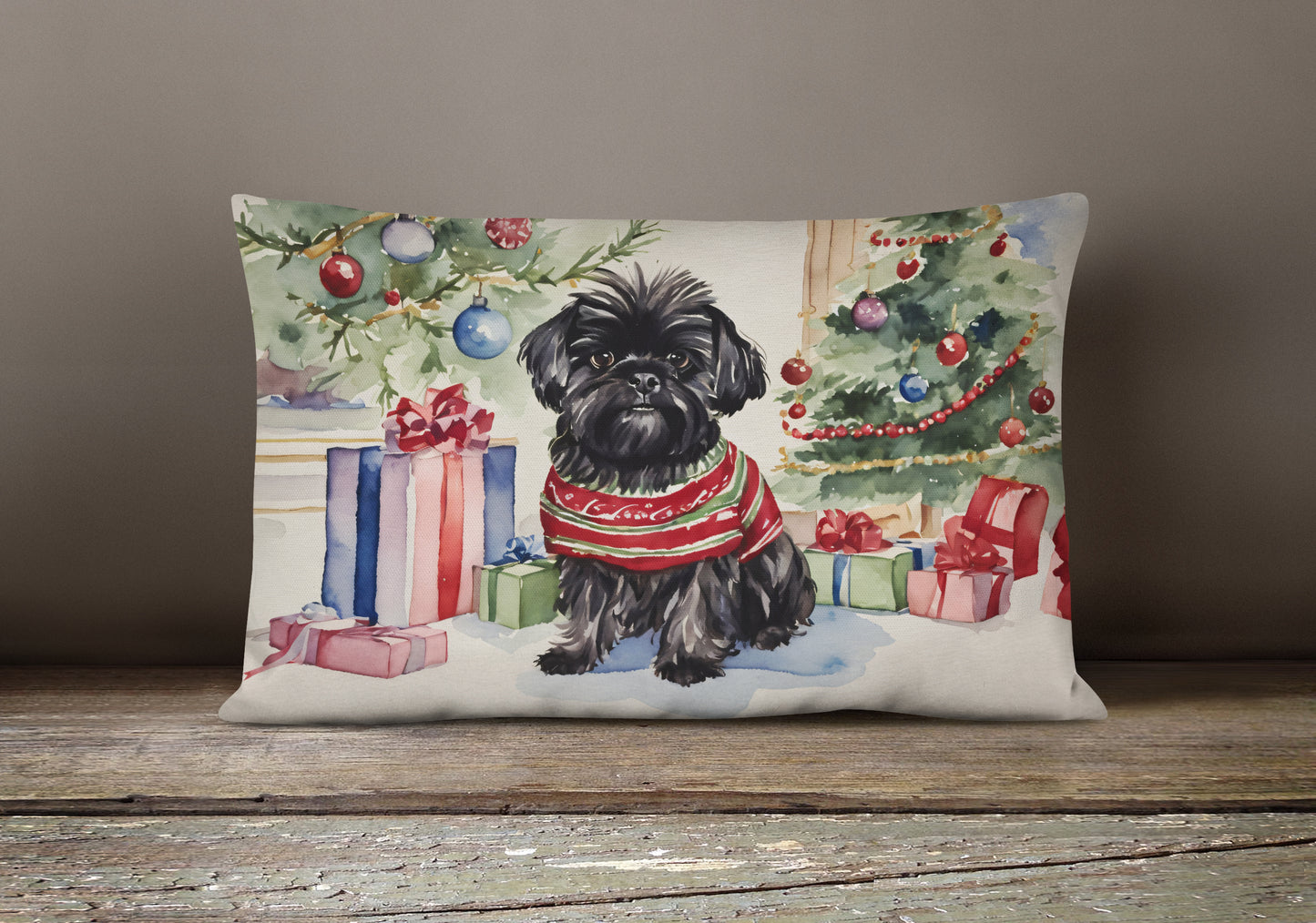 Affenpinscher Christmas Throw Pillow