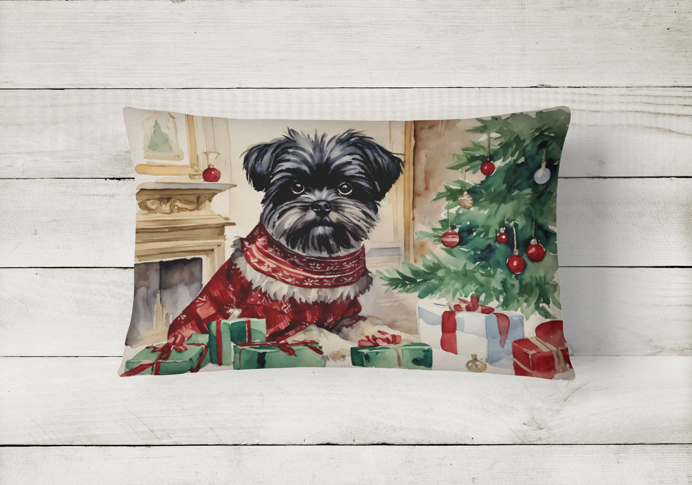 Affenpinscher Christmas Throw Pillow