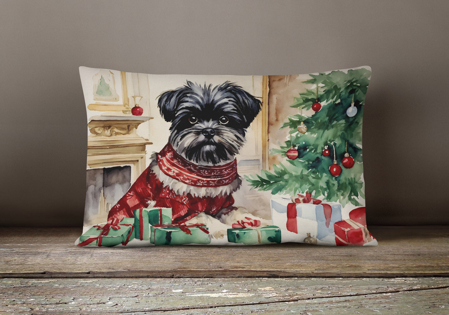 Affenpinscher Christmas Throw Pillow