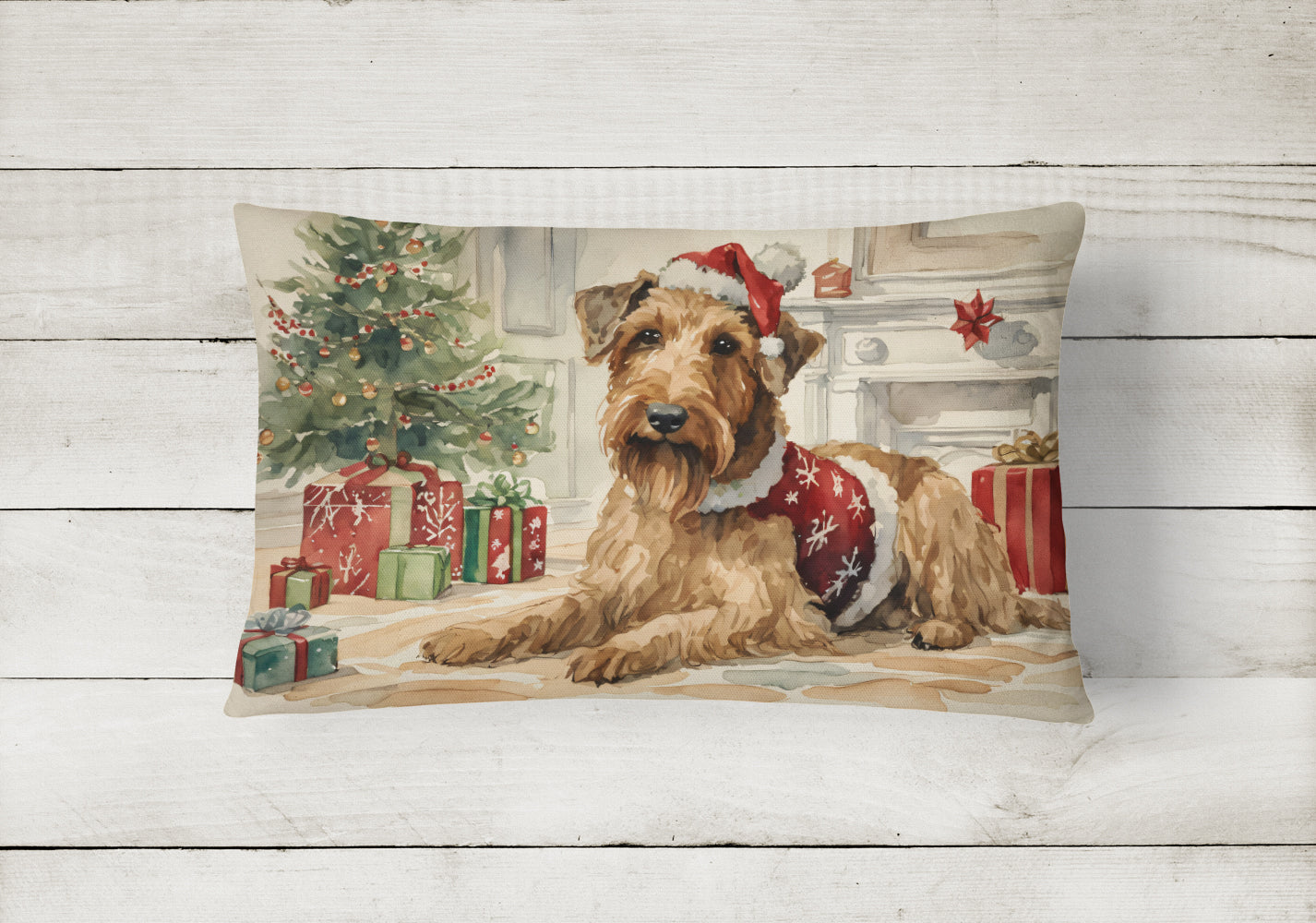 Airedale Terrier Christmas Throw Pillow