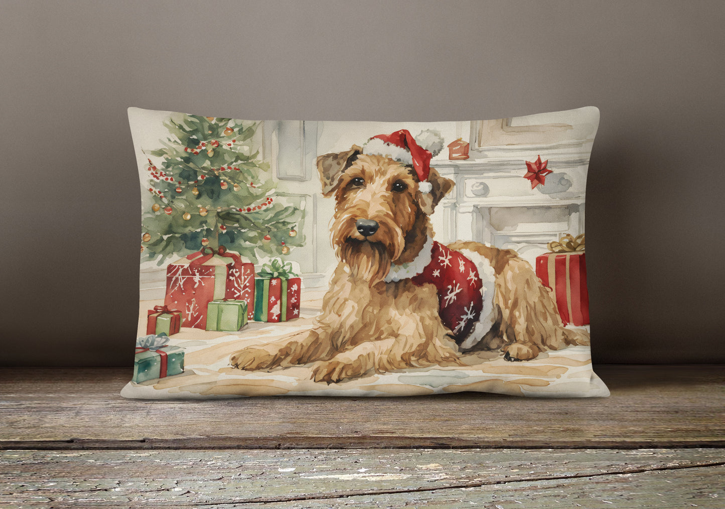 Airedale Terrier Christmas Throw Pillow