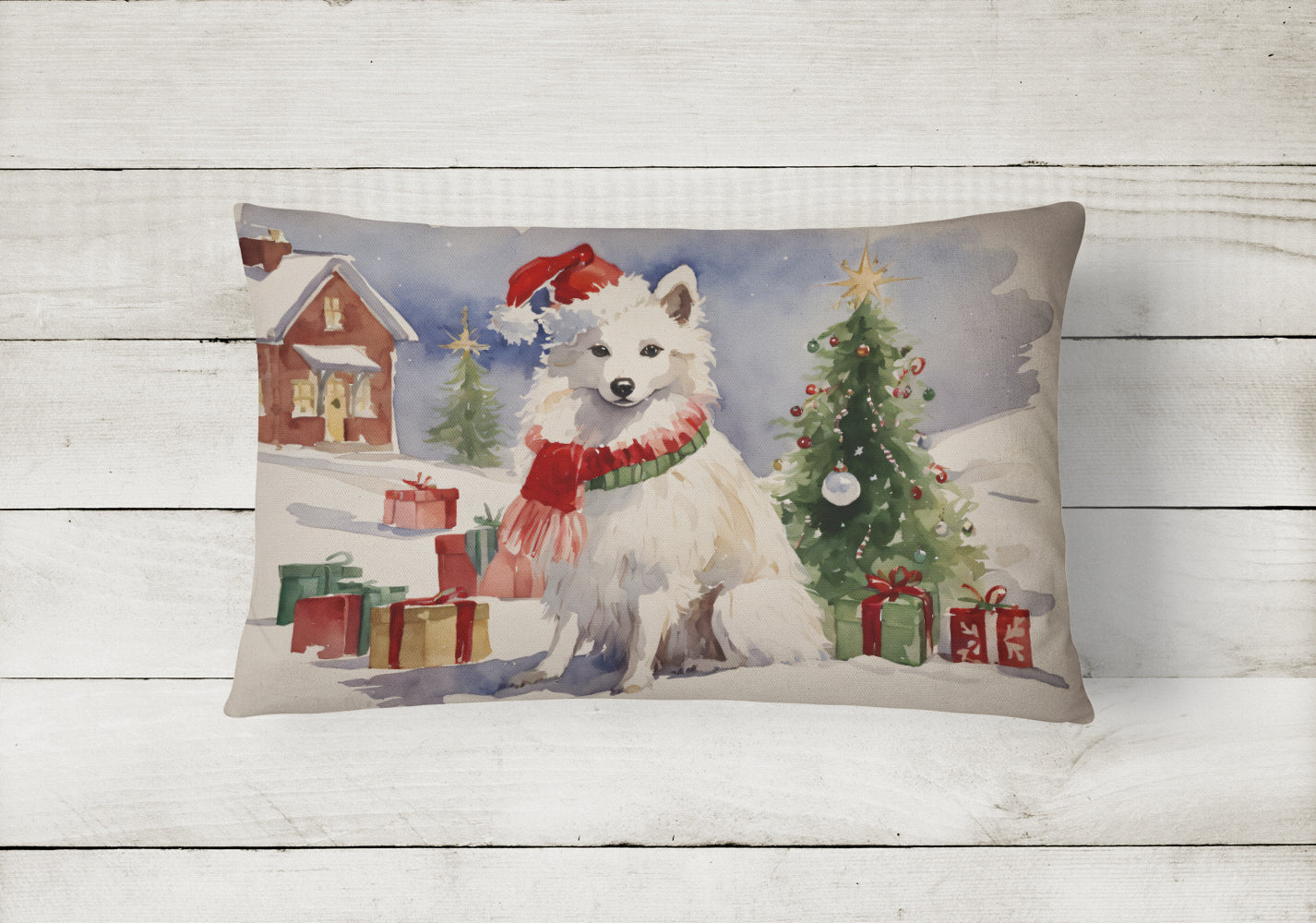 American Eskimo Christmas Throw Pillow