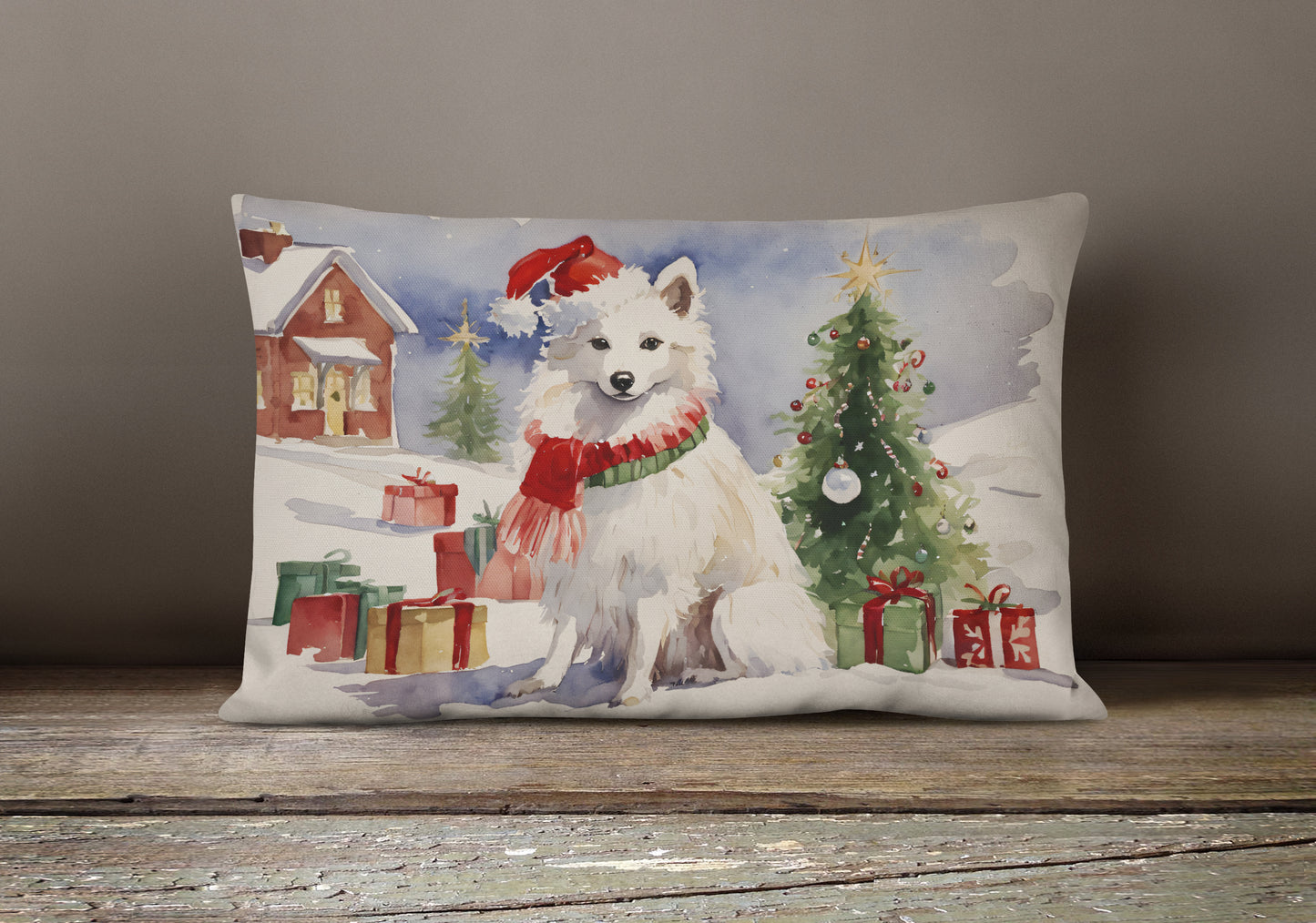 American Eskimo Christmas Throw Pillow