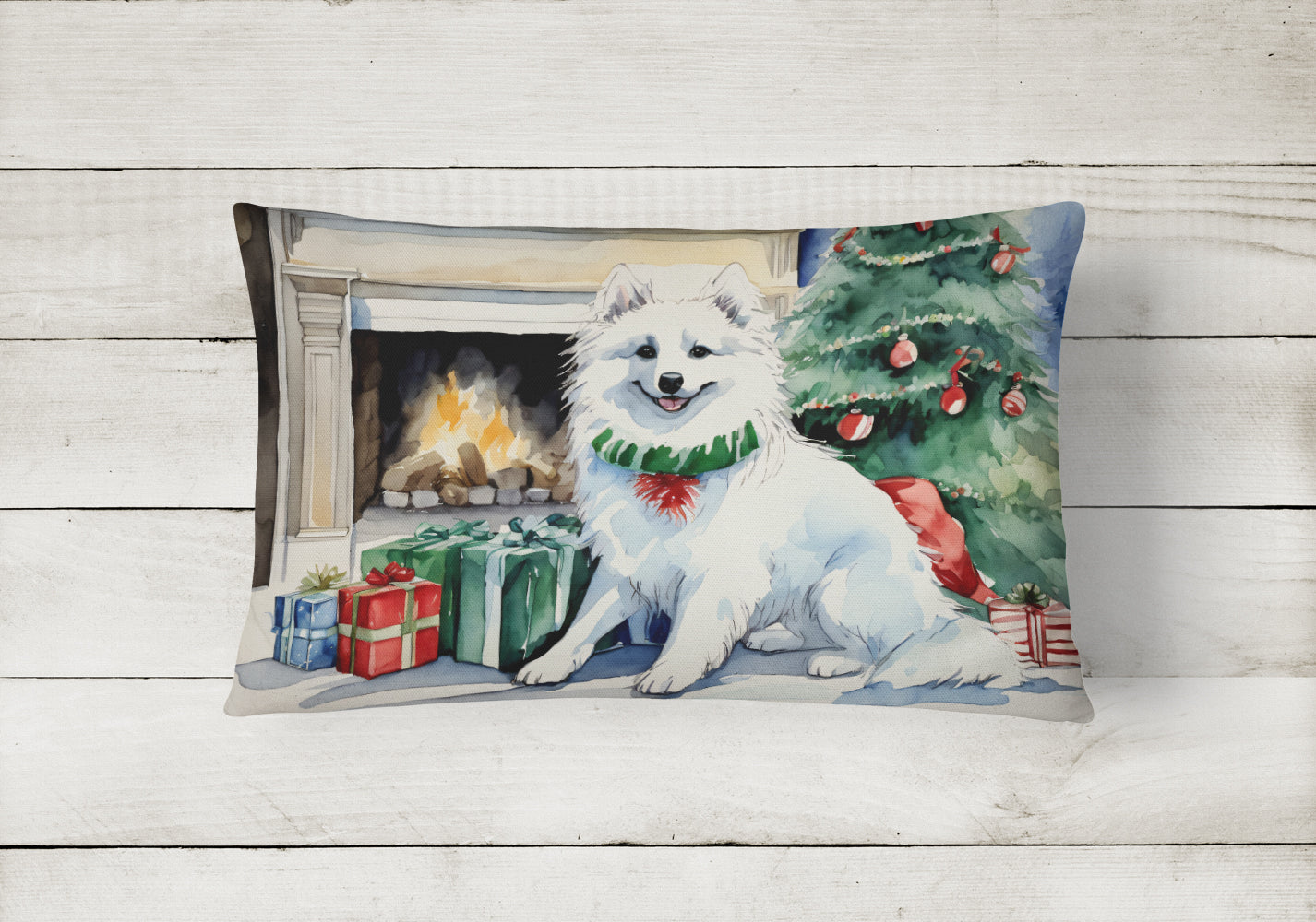 American Eskimo Christmas Throw Pillow
