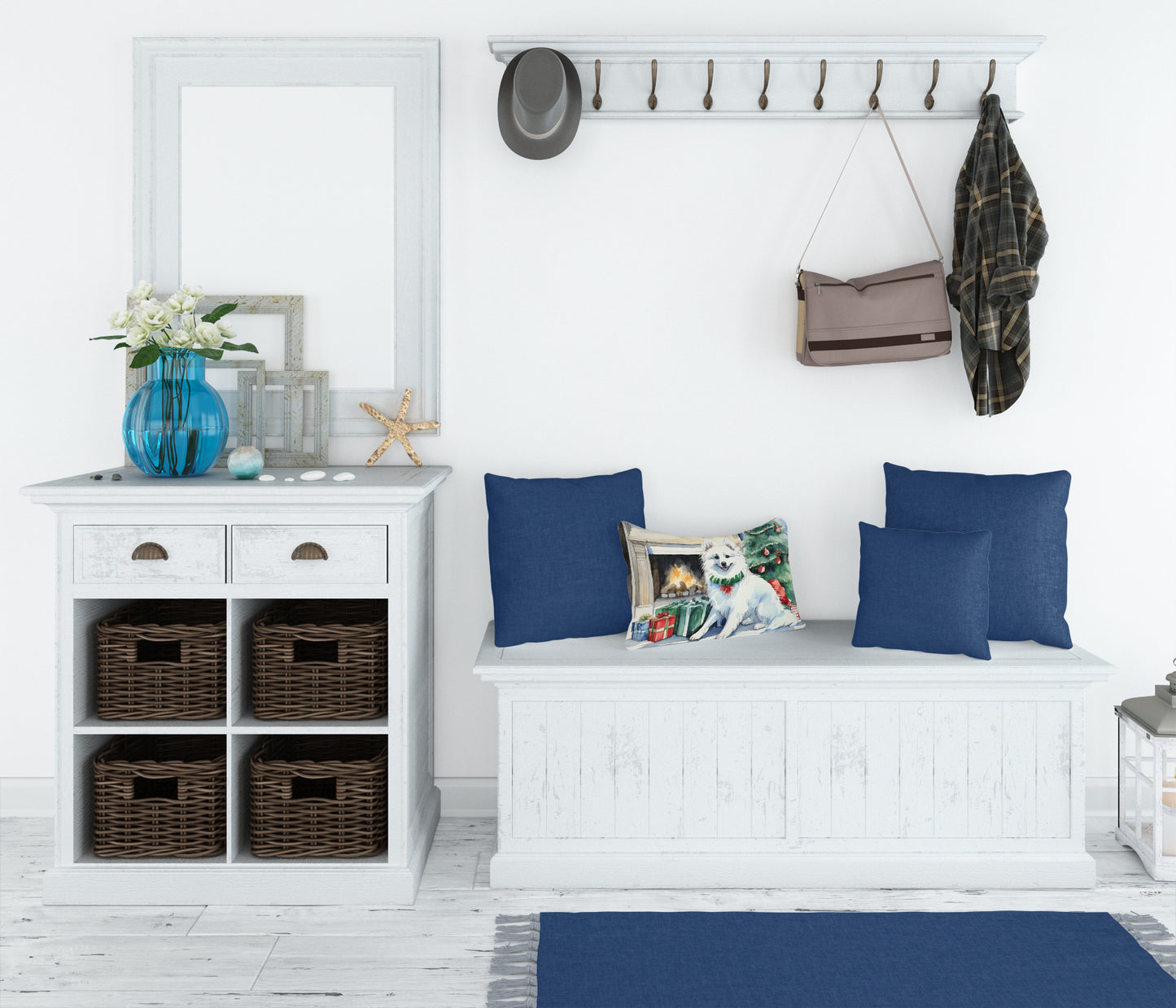 American Eskimo Christmas Throw Pillow