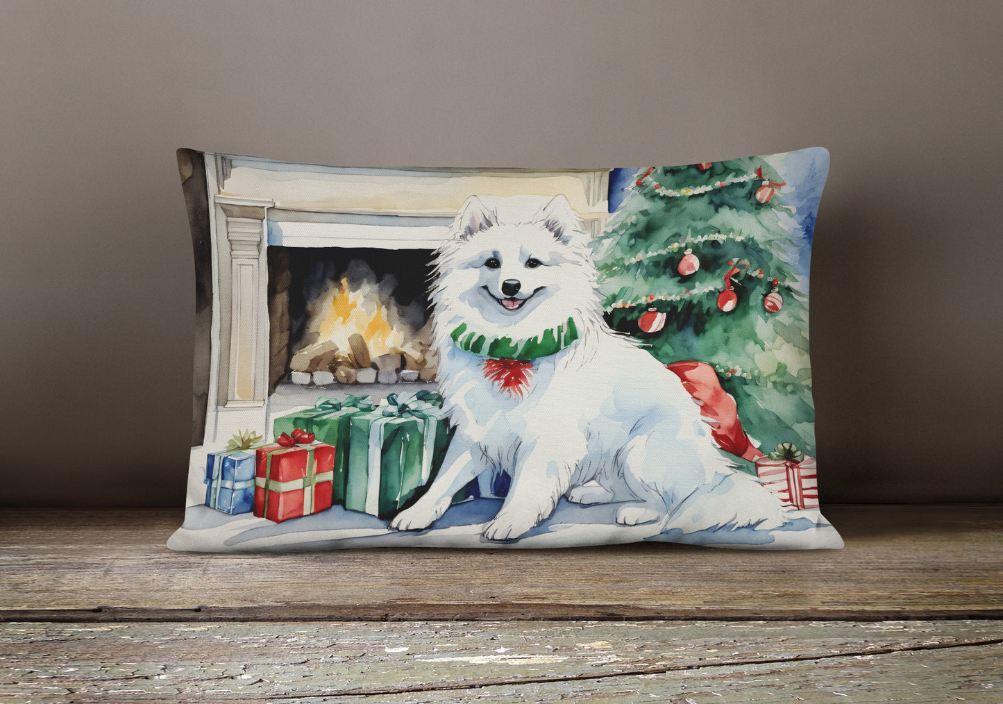 American Eskimo Christmas Throw Pillow