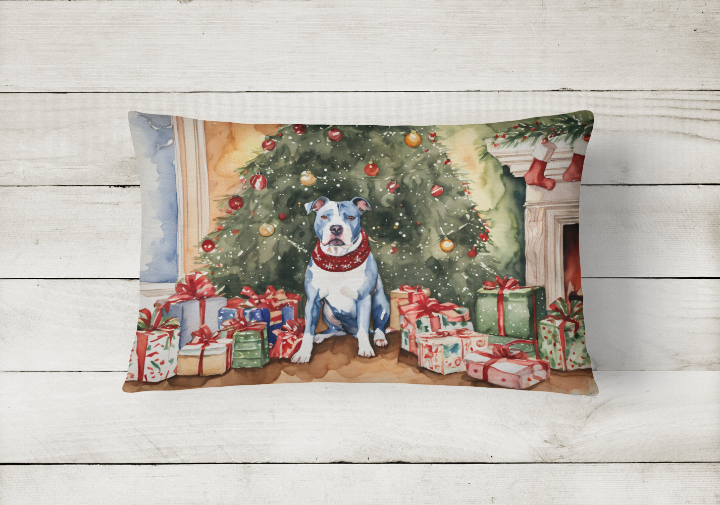 Pit Bull Terrier Christmas Throw Pillow