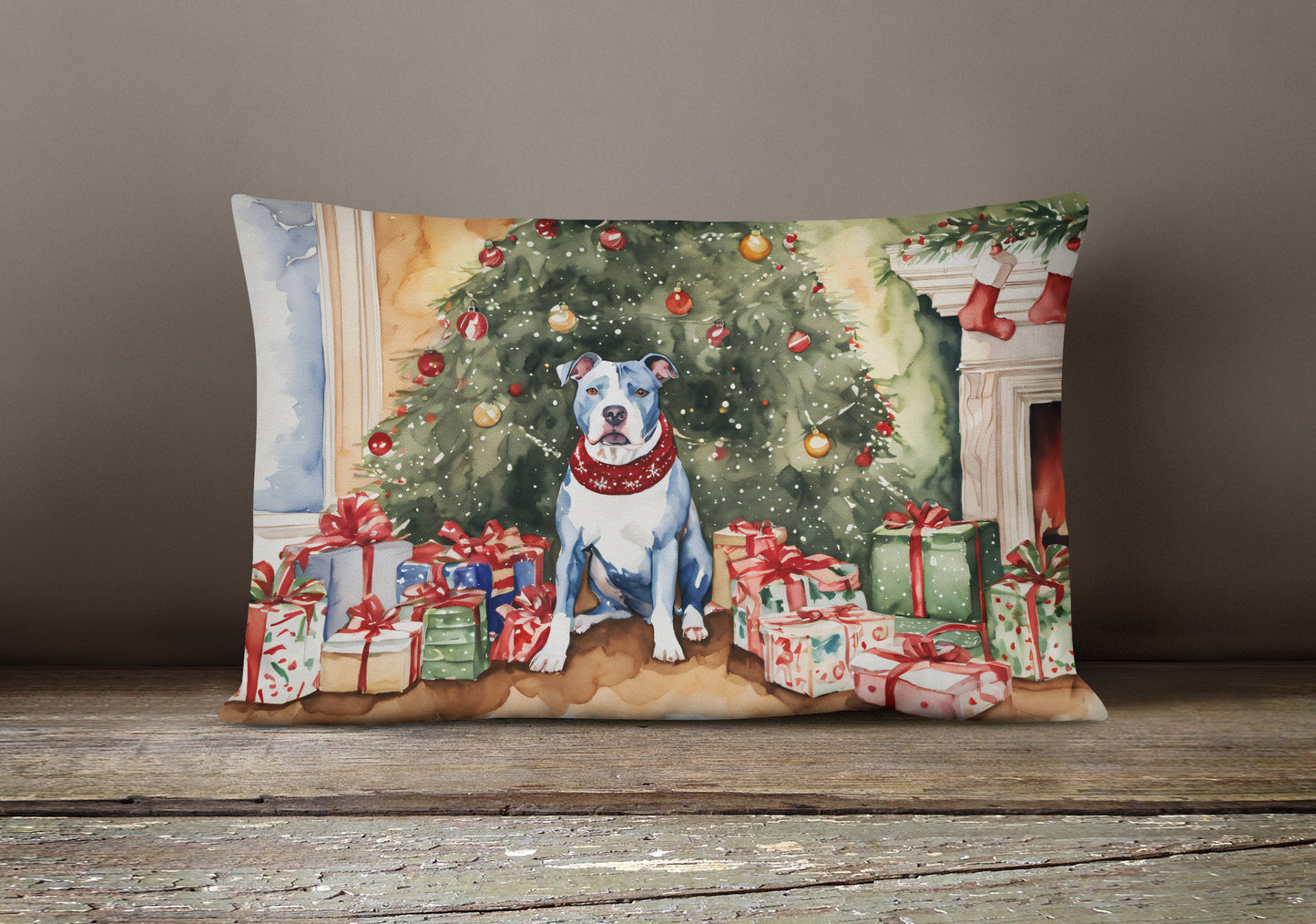 Pit Bull Terrier Christmas Throw Pillow