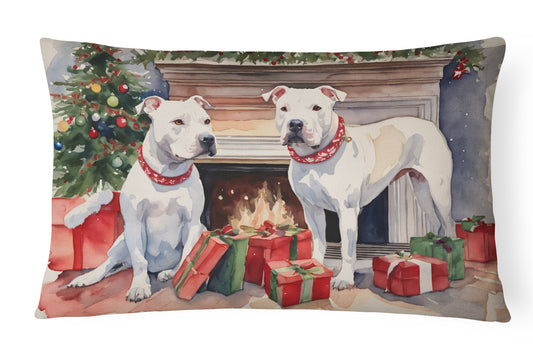 Buy this White Pit Bull Terrier Christmas Throw Pillow