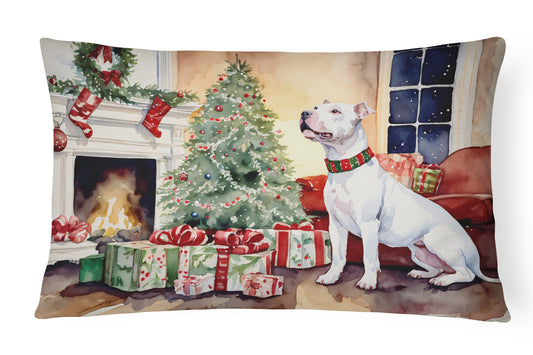 Buy this White Pit Bull Terrier Christmas Throw Pillow