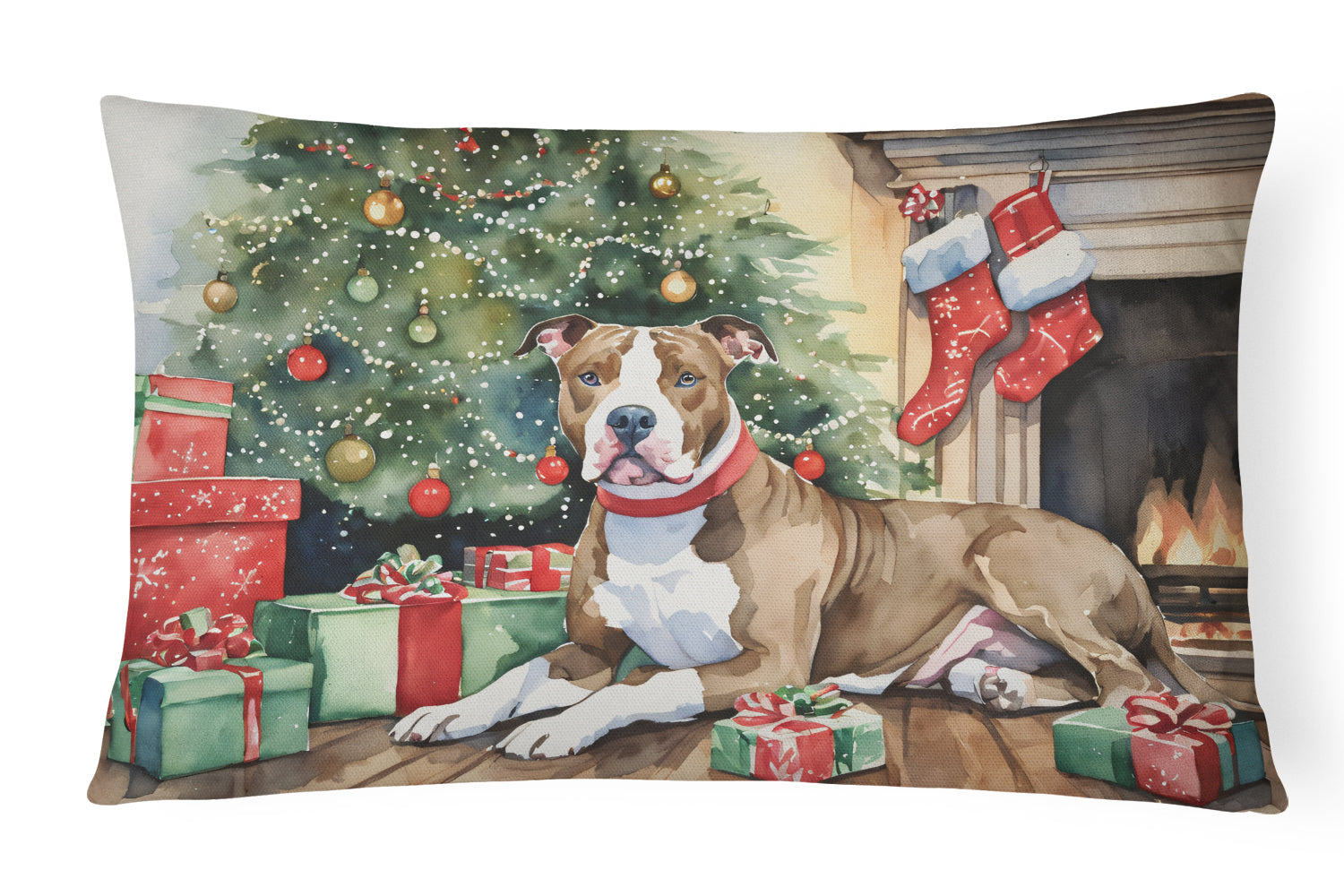 Buy this Pit Bull Terrier Christmas Throw Pillow