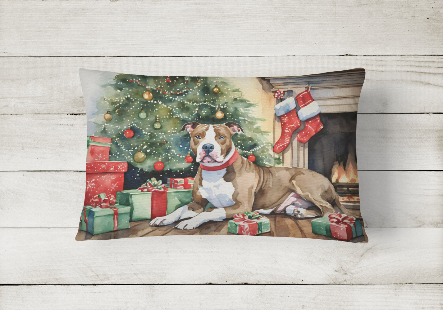 Pit Bull Terrier Christmas Throw Pillow