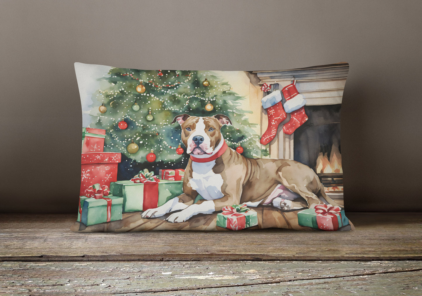 Pit Bull Terrier Christmas Throw Pillow