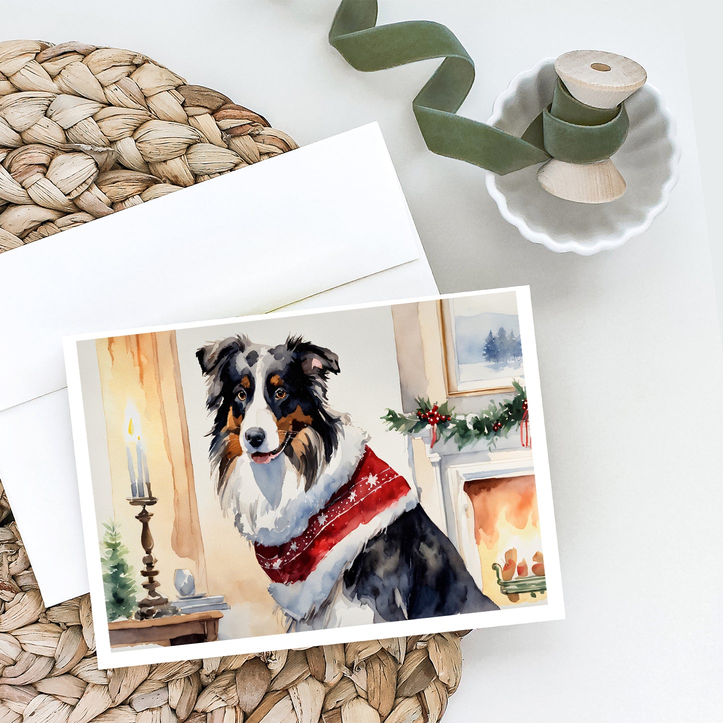 Australian Shepherd Christmas Greeting Cards Pack of 8