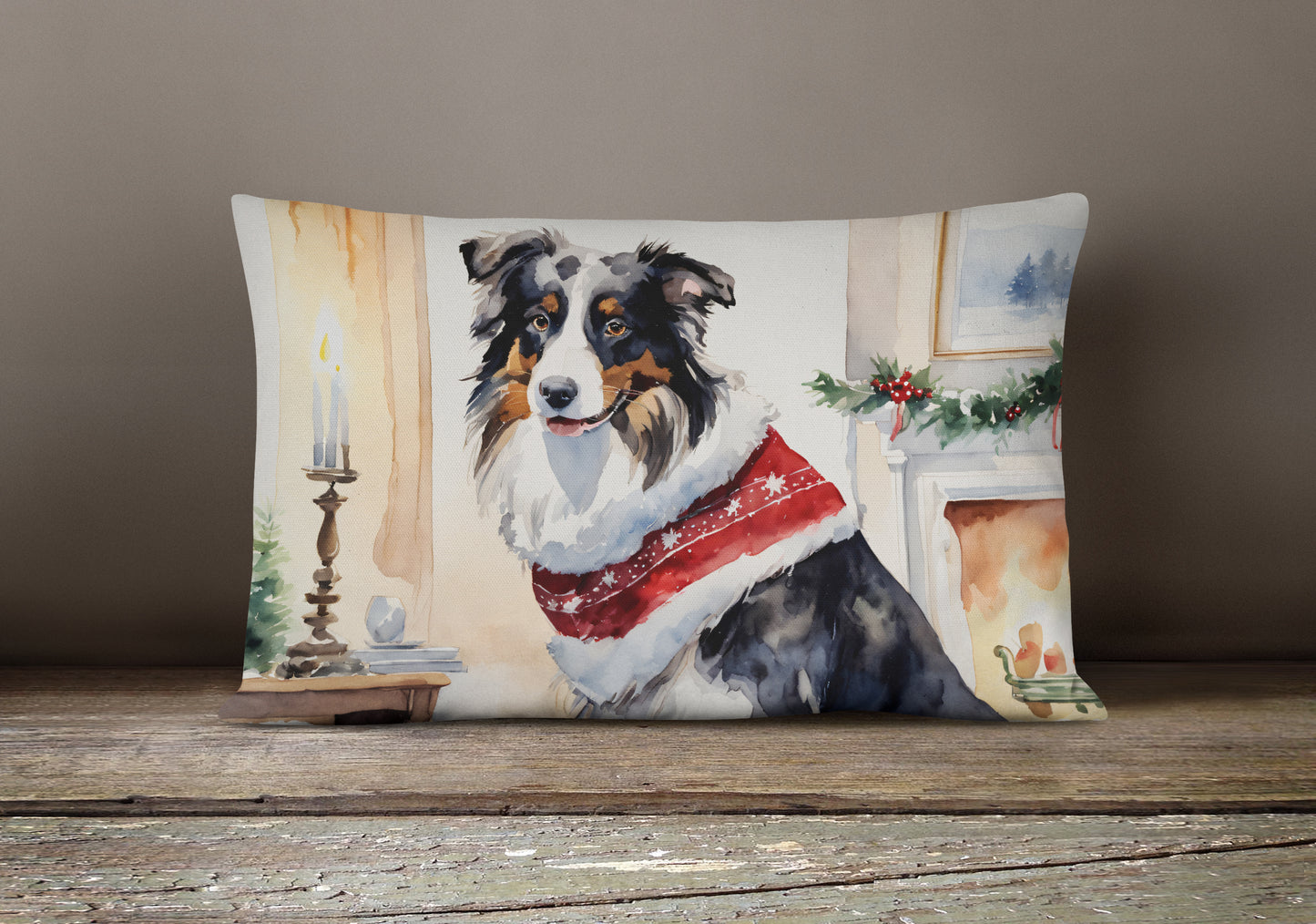 Australian Shepherd Christmas Throw Pillow