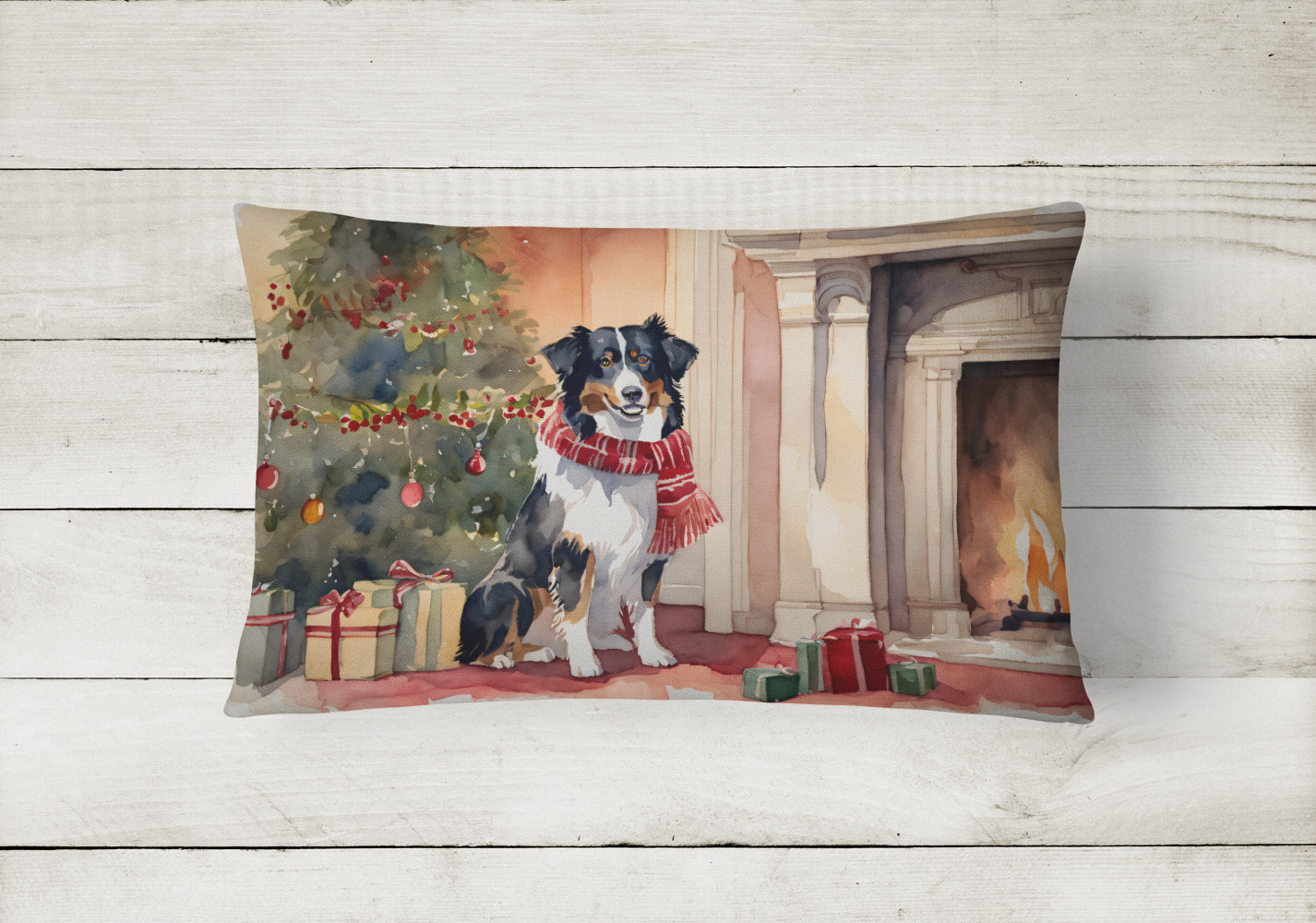 Australian Shepherd Christmas Throw Pillow