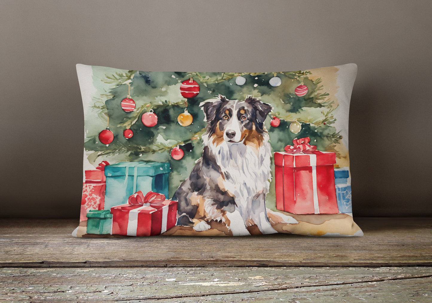 Australian Shepherd Christmas Throw Pillow