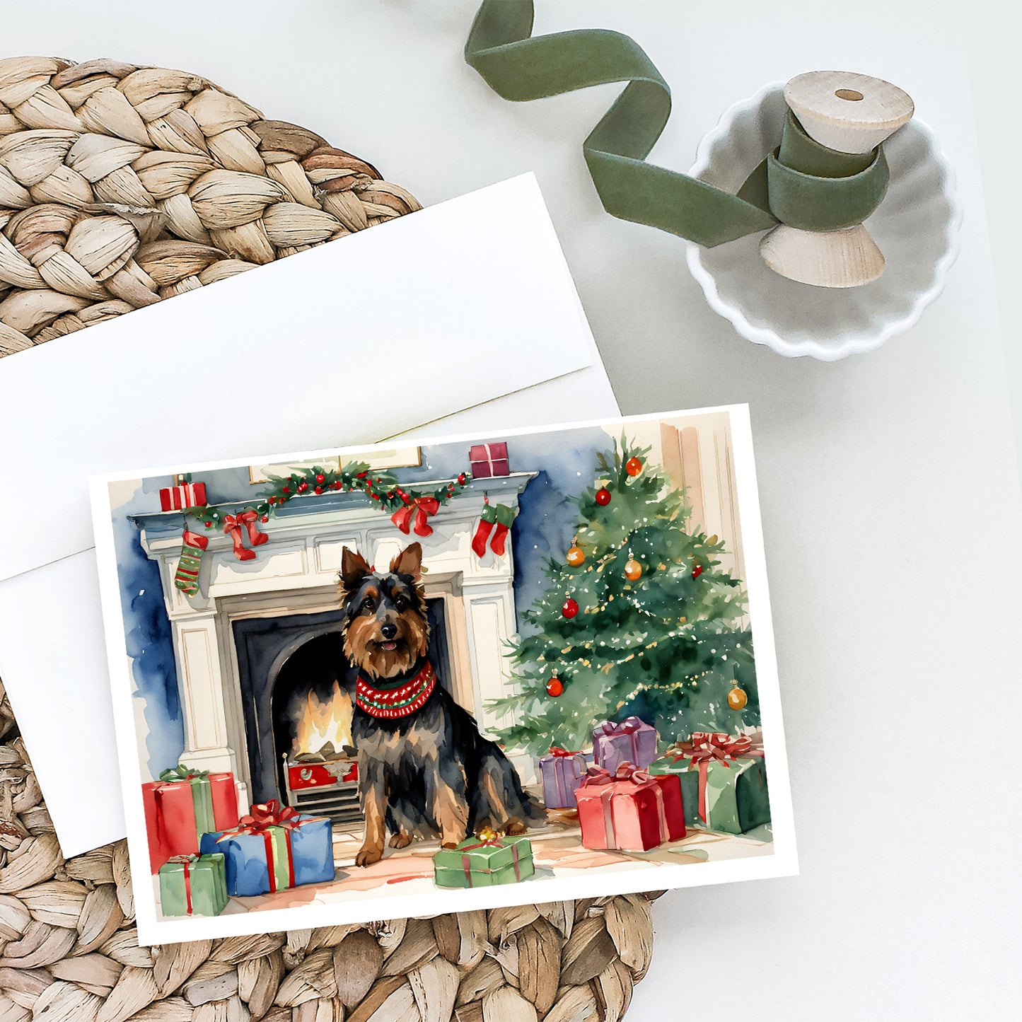 Australian Terrier Christmas Greeting Cards Pack of 8